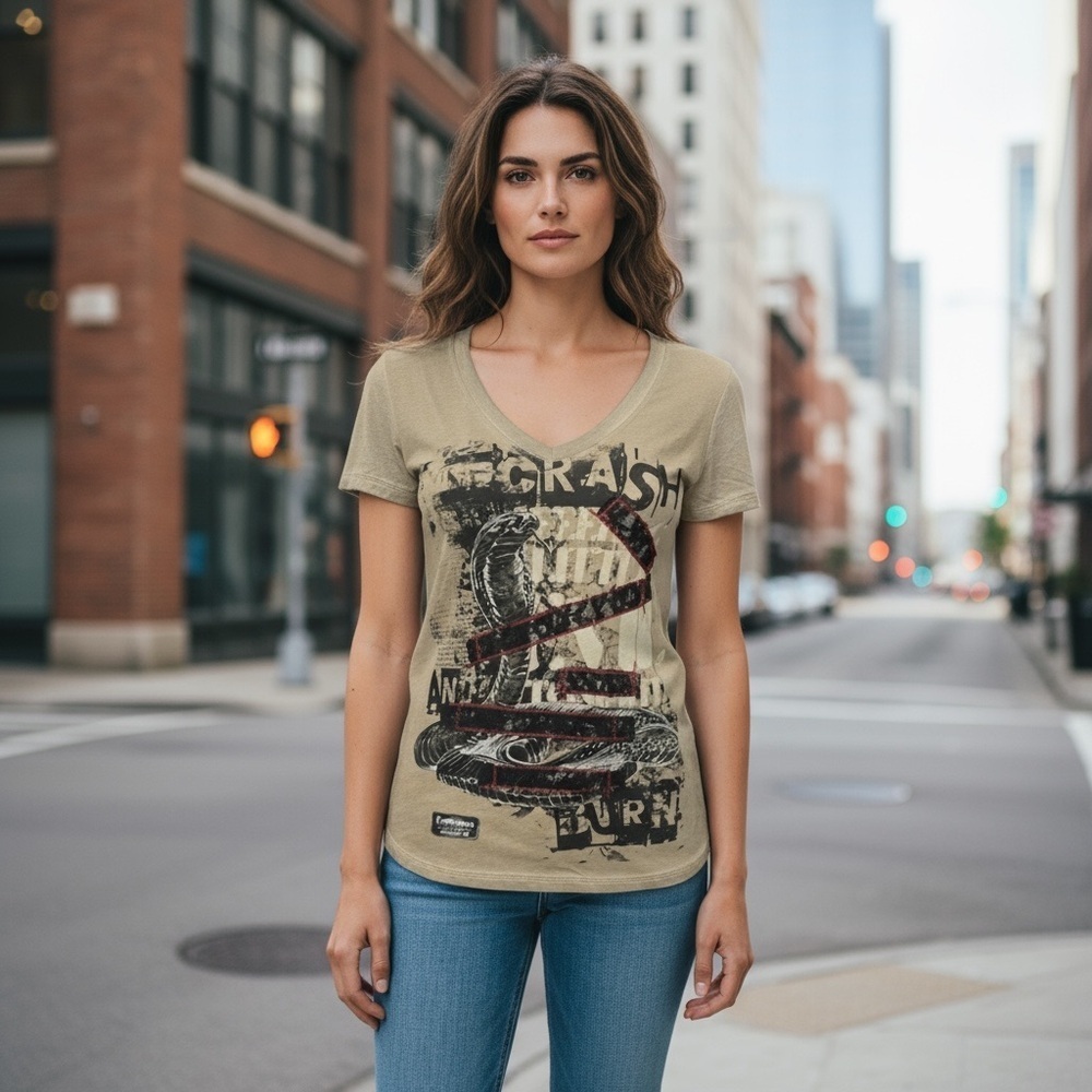 CRASH & BURN Tan King Cobra Graphic Short Sleeve
New
